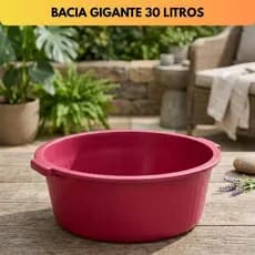 Bacia Canelada 30 Litros Plástica Reforçada com Alça Para Roupa Cozinha Limpeza