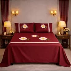 lençol bordado cama casal/box com fronhas em Oxford artesanal e elegante