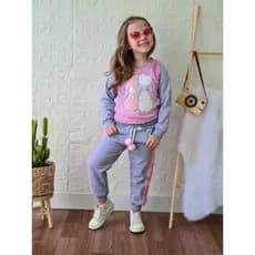 Conjunto Infantil Feminino Ursinho Moletom Inverno Nova Modinha do Frio