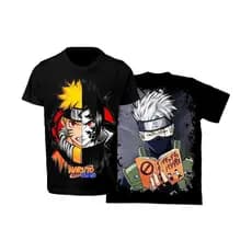 Kit 02 Blusas Naruto Camisetas Anime Shippuden Camisa Algodão Malha