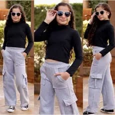 Calça Cargo Juvenil Feminina Com Bolso Lateral Calça Moletom Moda Blogueira Inverno