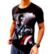 Camiseta Adulto Capitão América Escudeiro Camisa Super Herói