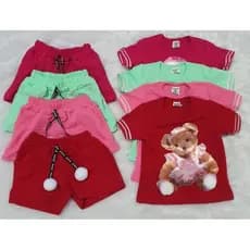 Kit 03 Conjuntos Ursinho Feminino Infantil Moda Verão Conjunto de Menina