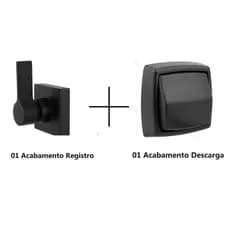 Acabamento Válvula Descarga Hydra Preto Abs Luxo Banheiro + Acabamento Para Registro Banheiro Black