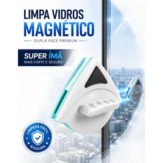Rodo Magnético Imã Limpa Vidros Dupla Face Janela Apartamento Limpeza Fácil Prática Segura Varanda
