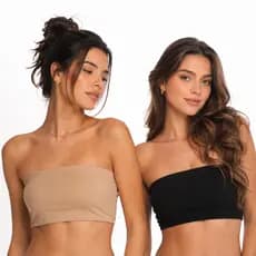 Kit 2 Sutiã Top Faixa Cropped Tomara que Caia sem Alça Cotton Algodão Confortável Sutiã sem Alça