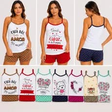 Pijama Baby Doll Malha Confort Premium Semelhante Algodão Short Doll Feminino Confortável Promoção