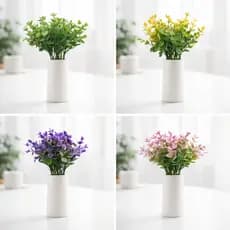 Pick Eucalipto Flocado/Nevado com 6 Ramos Planta Artificial para Arranjo, Vaso e Decoração