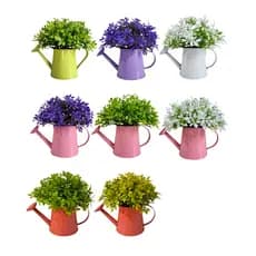 UNIDADE Mini Vaso Regador em Metal com Mini Bola Flor Artificial para Decoração