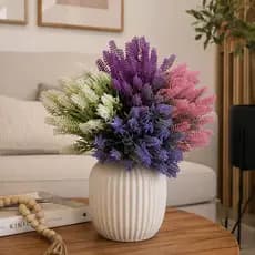 Pick Lavanda Artificial Flocada/Nevada Colorida com 6 Ramos para Arranjo, Vaso e Decoração