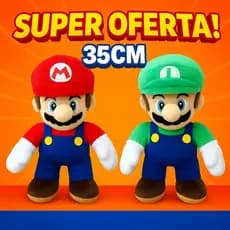 Pelúcia 35CM Mario e Luigi Super Mario Bros Antialérgica Presente Menina Menino Brinquedo Urso