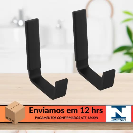 Kit 2 Cabide, Gancho, suporte para toalha Alumínio Preto Fosco para Parede Banheiro