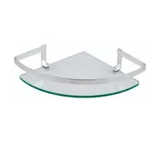 PORTA SHAMPOO DE CANTO VIDRO INCOLOR 6mm CROMADO PRATELEIRA ORGANIZADORA BANHEIRO