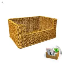Cesta De Armazenamento De Gaveta Estilo Vime Para Itens Pequenos De Cosméticos De Papelaria De Mesa
