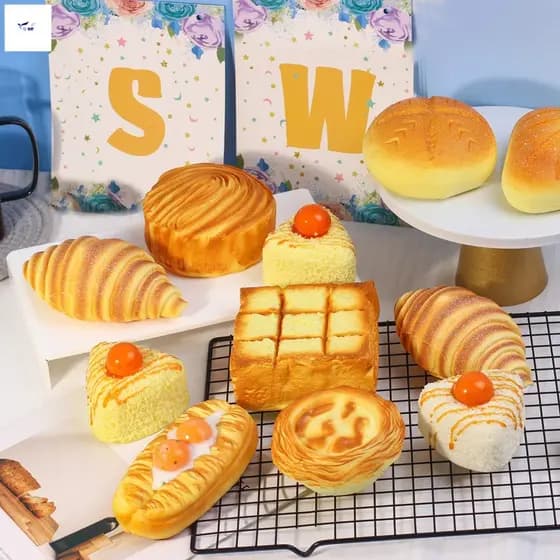 Pão De Simulação De Material PU Macio-Adereços De Massa Frita De Recuperação Lenta Para Alívio Do Estresse