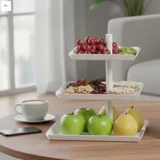 Rack De Armazenamento Rotativo De 3 Camadas Para Sala De Estar , Mesa De Centro , Bandeja De Frutas E Lanche , Uso Domés