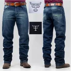 Calça Country Masculina Rodeio 100% Algodão Reforçada Bordad