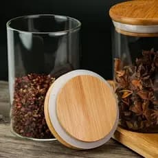 Pote Hermético de Vidro 1000ml com Tampa de Bambu Conservação Ideal Designer Moderno