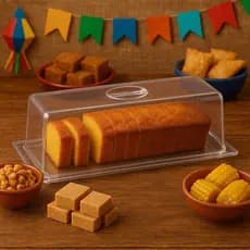 Porta Pão Cristal Com Tampa 23x15 cm Doces Pães e Salgado Mesa Posta Café da Manhã Piquenique