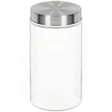 1 Pote Com Tampa De Rosca De Inox E Vidro 1600ml Preto Ou Prata Hermético Cozinha Organização Casa