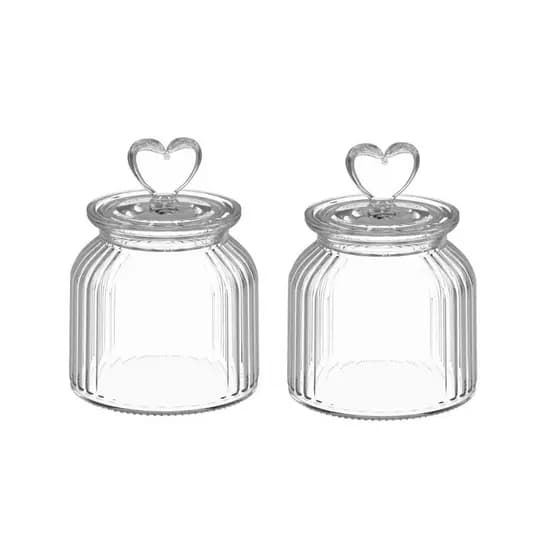 2 Potes de Vidro Hermético 650ml com Coração – Praticidade e Estilo no Armazenamento de Alimentos