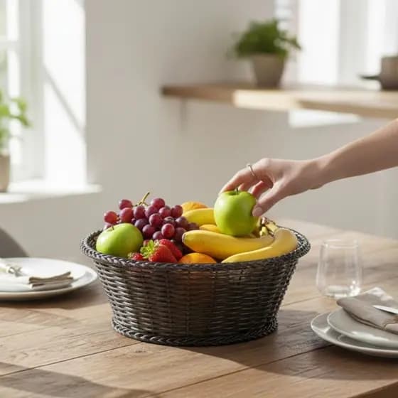 Cesto Fruteira Acrílico Fumê Estilo Trança Premium Resistente Elegante Ideal Mesa Posta Decoração