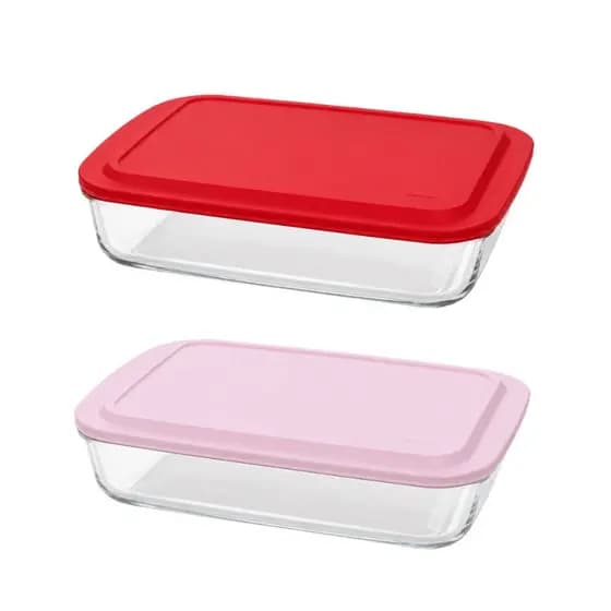Assadeira Marinex Grande Vidro 3,7L Com Tampa Rosa Vermelha Travessa Refratário Original