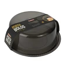 Boleira Cristal Fumê Acrílico Redondo Trança Para Mesa Com Tampa Porta Bolos Bolo Festa Evento Ceia Natal Presente