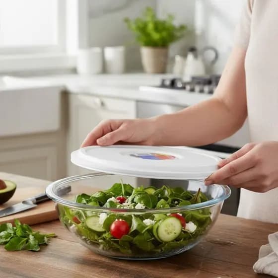 Tigela Vidro Transparente 3L Com Tampa Hermética Resistente Multiuso Cozinha Marinex Moderno