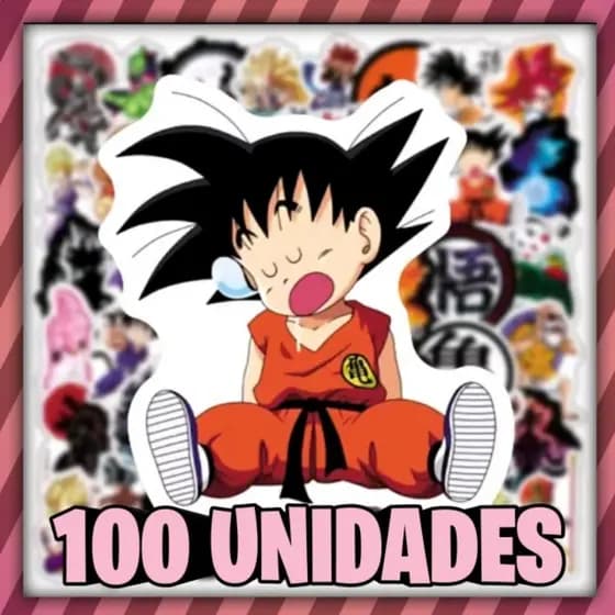 Kit 100 Adesivos Dragon ball Goku,vegeta,Gohan anime