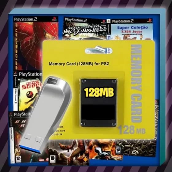 KIT PENDRIVE COM JOGOS PS2 32GB,64GB,100GB,128GB