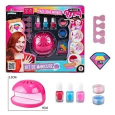 Kit Brinquedo Manicure E Mini Estufa Lixa Infantil Colorido