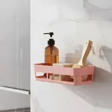 Prateleira Para Banheiro Ou Cozinha Em Plástico Com Adesivo