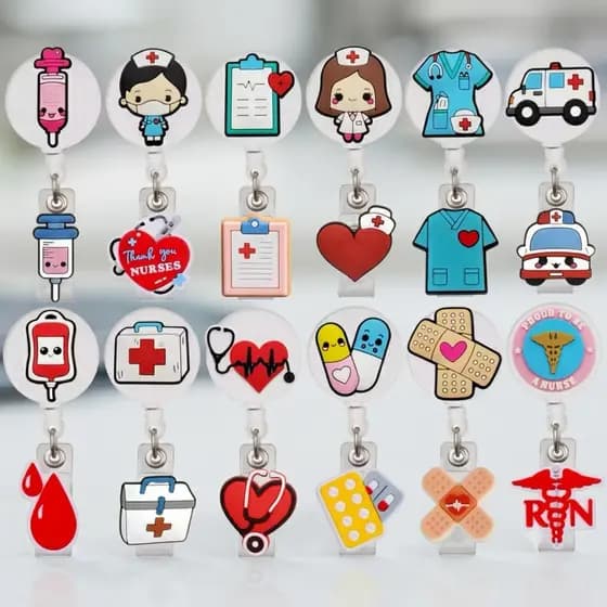 Porta Crachá Retrátil Personalizado Roller Clip Enfermagem Hospital