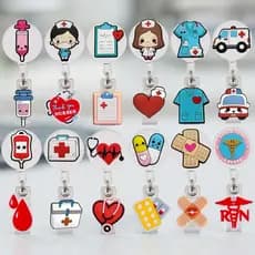 Porta Crachá Retrátil Personalizado Roller Clip Enfermagem Hospital
