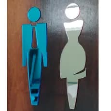 Placa Indicativa de Sinalização, placas divertidas  para porta de Banheiro Acrílico Espelhado Azul e Rose, plaquinha de banheiro e sanitário, plaquinhas para banheiro,  sanitarios