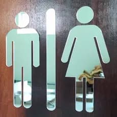 Placa Indicativa de Sinalização, placas divertidas para porta de Banheiro,  Acrílico Espelhado Prata, plaquinha de banheiro e sanitário, plaquinhas para banheiro,  sanitarios