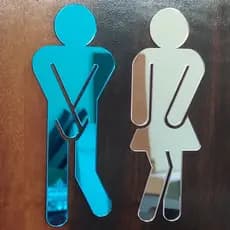 Placa Indicativa de Sinalização, placas divertidas para porta de  Banheiro Acrílico Espelhado Azul e Rose, plaquinha de banheiro e sanitário, plaquinhas para banheiro,  sanitarios