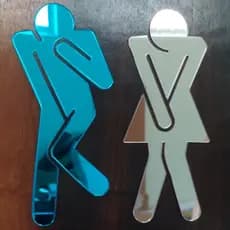 Placa Indicativa de Sinalização, placas divertidas para porta de  Banheiro Acrílico Espelhado Azul e Rose, plaquinha de banheiro e sanitário, plaquinhas para banheiro,  sanitarios