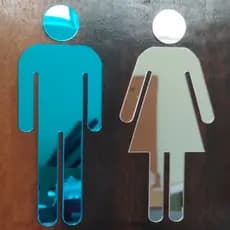 Placa Indicativa de Sinalização, placas divertidas para porta de  Banheiro Acrílico Espelhado Azul e Rose, plaquinha de banheiro e sanitário, plaquinhas para banheiro, sanitarios