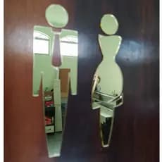 Placa  Indicativa de Sinalização, placas divertidas para porta de  Banheiro Acrílico Espelhado Dourado, plaquinha de banheiro e sanitário, plaquinhas para banheiro, sanitarios