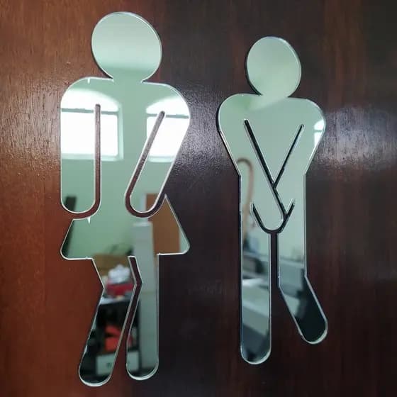 Placa Indicativa de Sinalização, placas divertidas para porta de  Banheiro Acrílico Espelhado Prata, plaquinha de banheiro e sanitário, plaquinhas para banheiro,  sanitarios