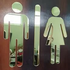 Placa  Indicativa de Sinalização, placas divertidas para porta de  Banheiro Acrílico Espelhado Dourado, plaquinha de banheiro e sanitário, plaquinhas para banheiro,  sanitarios
