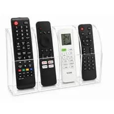 Porta Controle Remoto de Parede para 4 Controles de TV e Ar Condicionado, Suporte de Controle