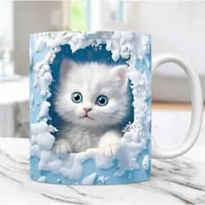 Caneca Gatinho personalizada impressão realista / caneca ceramica/ caneca estilo 3d Gatinho