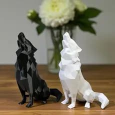 Lobo Decorativo Geométrico Decoração Minimalista Enfeite Sala Quarto Escritório