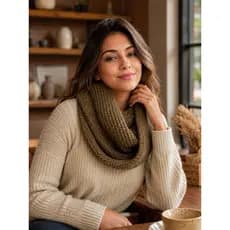 Gola Tricot Cachecol Duas Voltas Macio Lã Tendência Inverno Moda