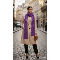 Lenço Cachecol Rendado Tricot Estilo Crochê Versátil Longo Multi Uso