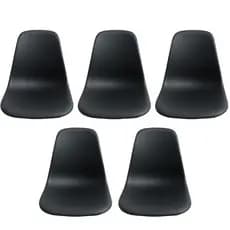 Kit C/5 Banco Para Assento Preto Da Cadeira Charles Eames Eiffel Polipropileno