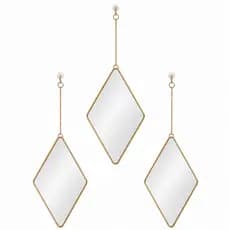 Espelho Decorativo Moderno Kit 3 Moldura Champagne Luxo